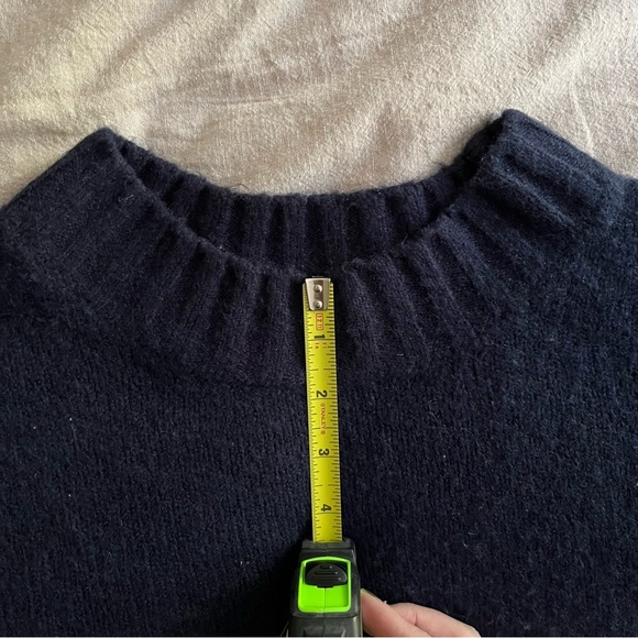 Dip Blue and White Striped Mock Neck Crop Cozy Sweater - Picture 10 of 10